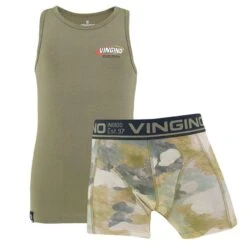 Vingino Jongens 2-pack Boxer & Hemd Set Soft Camou Bruin