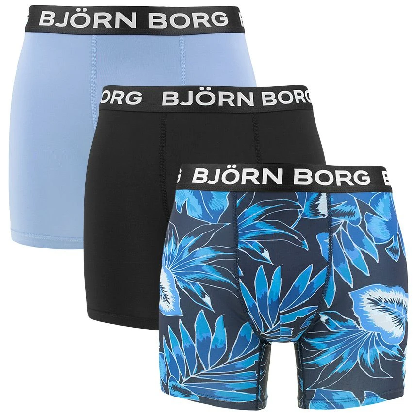 BJØRN BORG Björn Borg Performance 3-pack Microfiber Boxers Basic Leafs Zwart & Blauw 3 BJØRN BORG Björn Borg Performance 3-pack Microfiber Boxers Basic Leafs Zwart & Blauw