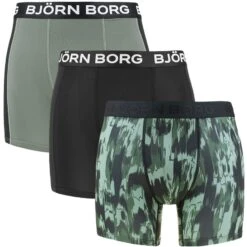 BJØRN BORG Björn Borg Performance 3-pack Microfiber Boxers Print Groen & Zwart