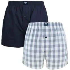 CECEBA 2-pack Wijde Boxershort Blocks Blauw & Wit