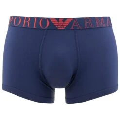 Emporio Armani Microfiber Boxer Trunk Big Waistband Logo Blauw