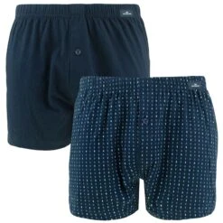 Götzburg 2-pack Wijde Boxershorts Geruit Minipatroon Blauw