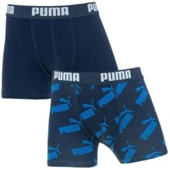PUMA Jongens 2-pack Boxers AOP Logo Blauw III