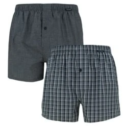 Schiesser 2-pack Wijde Boxershorts Ruit & Grijs