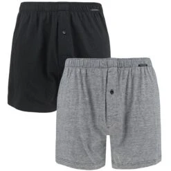 Schiesser 2-pack Wijde Boxershorts Zwart & Grijs