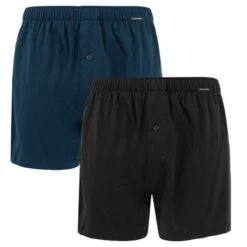 Schiesser 2-pack Wijde Boxershorts Zwart & Blauw