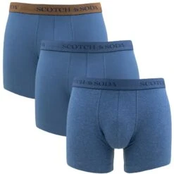 Scotch & Soda 3-pack Boxers Basic Herringbone Blauw